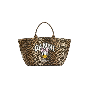 【GANNI x Disney】黛丝图案复古豹纹大号手提托特包 B2110061859