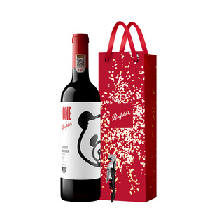 奔富一号红酒送礼盒装官方正品潮流联名款中国熊猫赤霞珠红葡萄酒