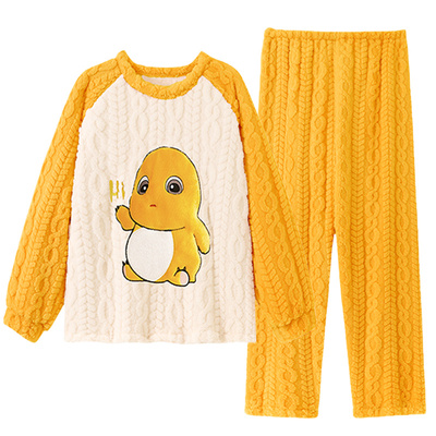 儿童睡衣冬季珊瑚绒奶龙家居服