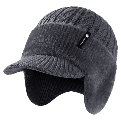 中老年男士羊毛针织帽子护耳保暖