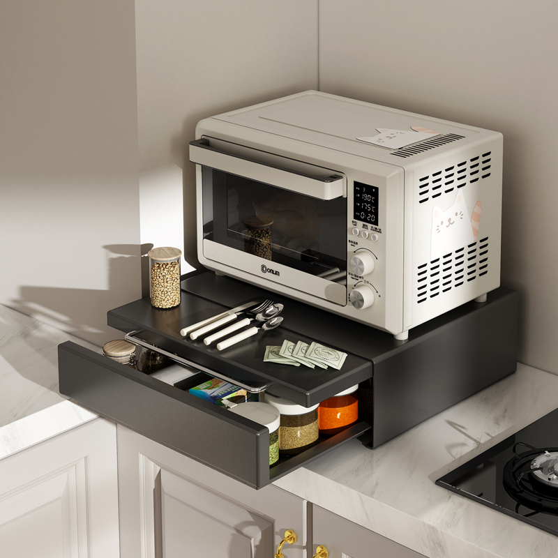 环图厨房烤箱微波炉置物架延伸台面家用双层抽屉式多功能收纳架子