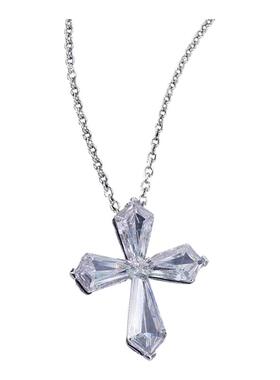 D色莫桑石超闪异形十字架项链