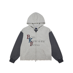 EK/EVILKNIGHT 早春做旧斑驳印花连帽双头拉链百搭开衫卫衣外套