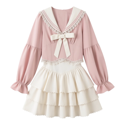 粉色上衣半身裙裙多巴胺甜妹套装