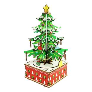 圣诞树diy材料包圣诞礼物灯光音乐盒木质手工拼装室内节日氛围