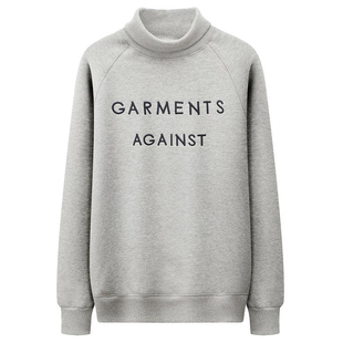 加绒卫衣女无帽圆领宽松冬季加厚半高领保暖打底衫不带帽仿羊羔绒