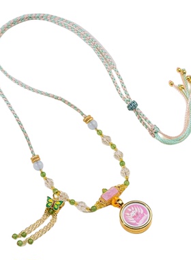 新中式手工编织趴趴狐水晶项链