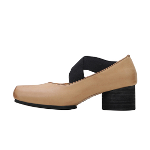 盛先生｜2025中跟猪鼻子芭蕾舞鞋复古单鞋女交叉绑带方头芭蕾鞋W1