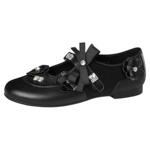 星期六黑色玛丽珍鞋女2025年新款平底水钻花朵单鞋百搭圆头芭蕾鞋