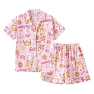 WALKING日系ins美少女战士卡通睡衣女夏季短袖薄款可爱家居服套装