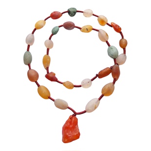 沛孚珠宝阿拉善天然戈壁玉项链蒙古玛瑙项圈彩珠毛衣链新款促销