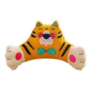 有蒂棵棵原创老虎腰靠护腰可爱卡通毛绒客厅床上抱枕办公室靠背垫