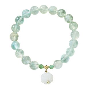 一生一石冰肌玉骨天然葡萄石和田玉圆珠刻面手串女礼物闺蜜原创