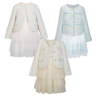 伊佳林女童小香风套装裙两件套秋装2025新款轻奢高级感背心连衣裙