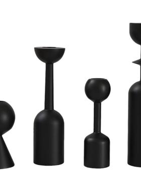 法式木质烛台摆件轻奢高档客厅家居复古高级感蜡烛台座装饰品摆设