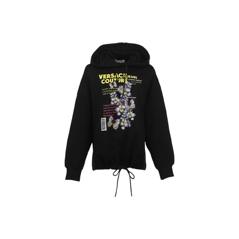 【自营】Versace Jeans Couture范思哲新款女士连帽宽松长袖卫衣