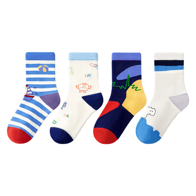 小龙人7A抗菌无骨秋冬男童纯棉袜