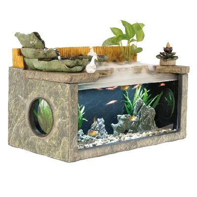 流水雾化鱼缸客厅超白玻璃水族箱