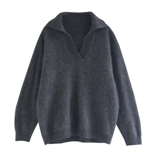 徐大脸吖定制 m1u系蓬松拉毛全澳洲羊毛polo衫冬慵懒氛围感毛衣女