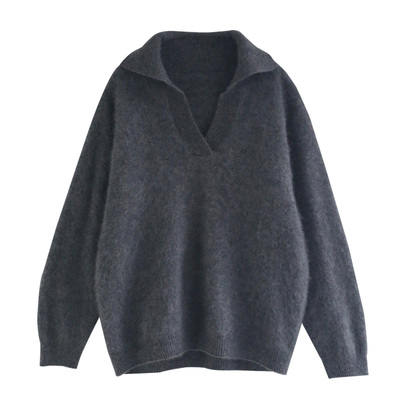 徐大脸吖定制 m1u系蓬松拉毛全澳洲羊毛polo衫冬慵懒氛围感毛衣女