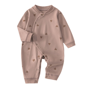 婴幼儿连体衣春秋纯棉a类早春新生儿衣服长袖四季款女男宝宝春装