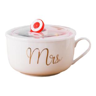 陶瓷便当盒上班族饭盒可微波炉专用家用保鲜碗带盖密封汤碗泡面碗