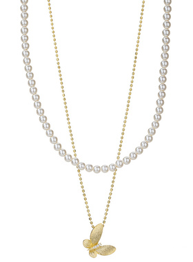 【新品】珍珠蝴蝶双层颈链项链女2026新高级感轻奢小众配饰锁骨链