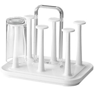 日本进口ASVEL沥水杯架玻璃杯子挂架奶瓶控水支架茶杯座 倒置晾干