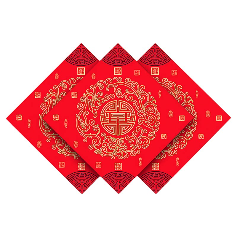 珠江春联经典瓦当福字纸空白斗方纸烫金春联纸珲春门贴手写铜版纸