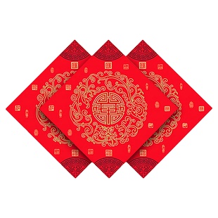 珠江春联经典瓦当福字纸空白斗方纸烫金春联纸珲春门贴手写铜版纸