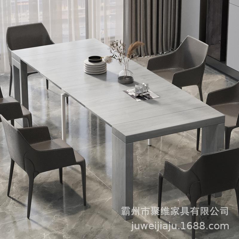 意式极简餐桌可加长拆卸餐桌长方形家用轻奢高级大饭桌多人桌子