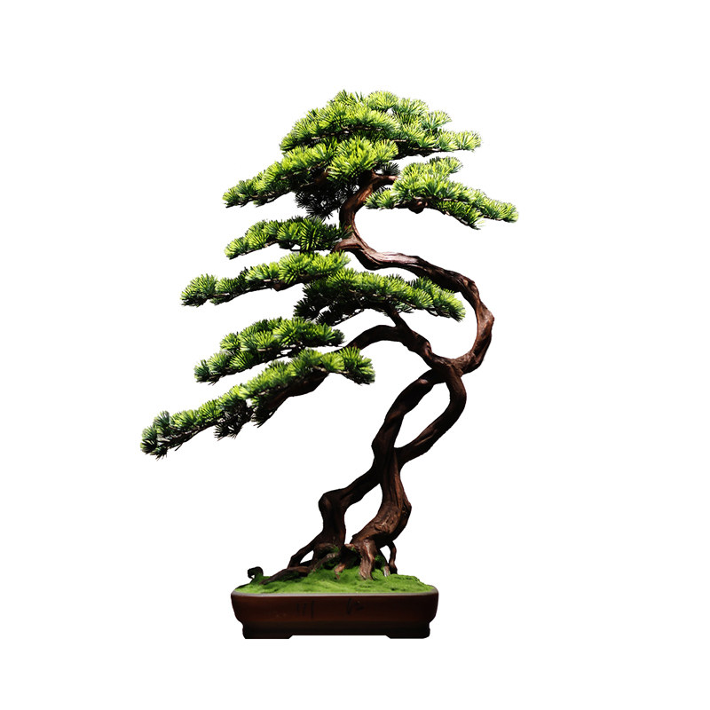 高级感仿真迎客松新中式假树摆件