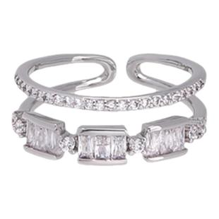 双层锆石开口戒指女款小众设计轻奢高级感食指戒个性叠戴装饰指环