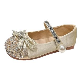 真皮女童水晶公主鞋儿童小皮鞋艾莎亮晶晶配礼服鞋春秋季演出单鞋