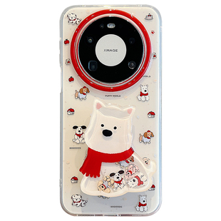 适用华为mate80promax手机壳韩系卡通甜品苹果小狗Mate70pro摇摇乐支架MT60pro双层防摔pura80pro+链条男女款