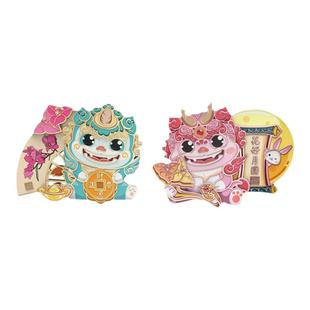 冰箱贴磁力贴招财徽章中国风式月圆胸章貔貅图案汽车装饰卡通新年