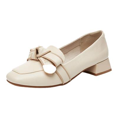 达芙妮爆款单鞋蝴蝶结法式小皮鞋