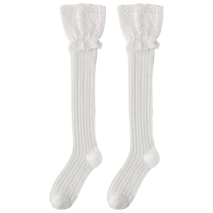 fragileheart易碎商店·纯欲风日系黑白蕾丝花边可爱少女中筒袜子