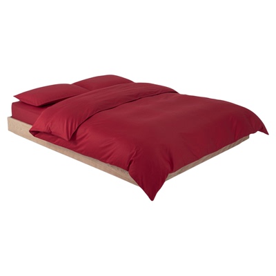 NIGHTOLOGY晚安学80支樱桃红长绒棉全棉简约贡缎红色结婚四件套