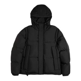 马登工装美式可拆卸羽绒服马甲黑色机能连帽背心外套面包棉服男冬