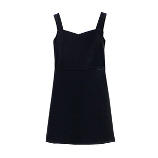 微胖黑色a字背带裙女秋季新款收腰显瘦大码吊带背心裙胖mm连衣裙