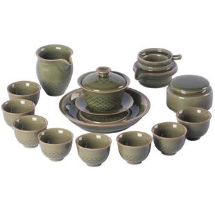 空山新雨高端功夫茶具套装家用客厅陶瓷茶壶茶杯龙泉青瓷盖碗茶具