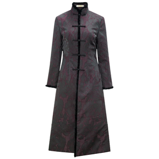 华族经典旗袍风衣中长款2025年冬季新款夹棉加厚修身显瘦唐装外套