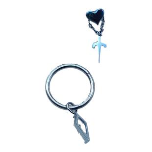 仙人 16g/18g钛合金 爱心匕首内螺纹耳钉/耳骨钉/flat /耳环吊坠