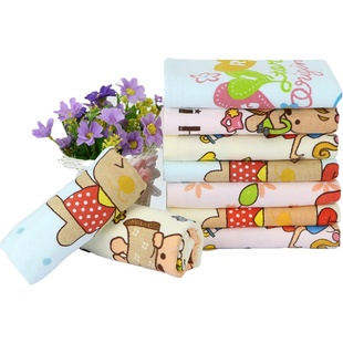 【5条包邮】 双灯家纺无捻纱布双层印花儿童毛巾 TX-1073毛圈纱布