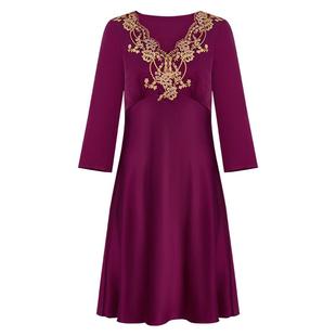 兰卡文高级御姐睡衣紫色韵味长袖睡裙过膝长款女闪耀派对LC44US2