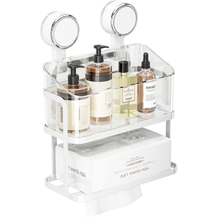 吸盘卫生间置物架壁挂式免打孔浴室洗漱台化妆品洗脸巾纸巾收纳架