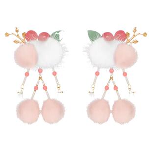 汉服女童冬款儿童古风发饰宝宝中国风红色毛球发夹小女孩拜年头饰