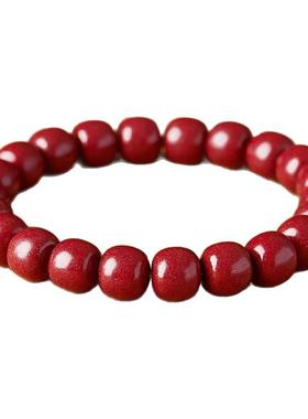 原矿天然朱砂手串老型桶珠手链