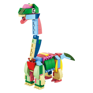 儿童益智力拼装侏罗纪恐龙积木模型玩具男孩霸王龙双脊龙拼图礼物